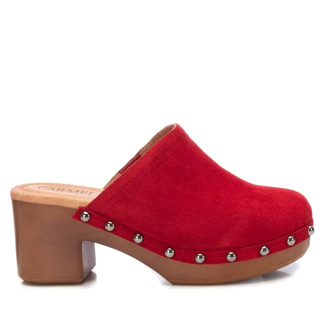 Carmela 16046107 sabot cuir rouge clouté talon 7 cm