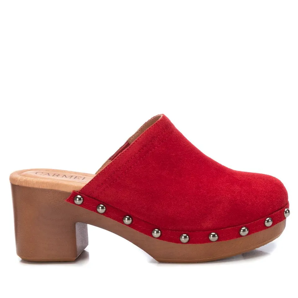 Carmela 16046107 sabot cuir rouge clouté talon 7 cm