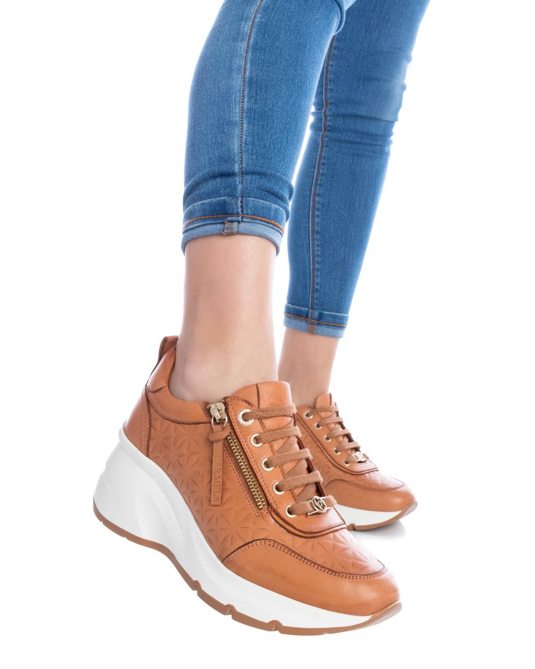Carmela 16119903 basket compensée marron cuir 6 cm
