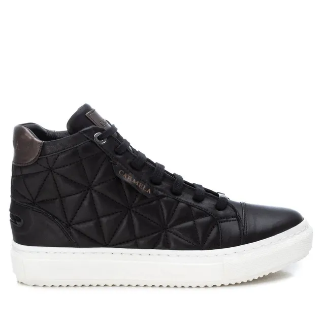 Carmela 16027401 baskets cuir noir zip 4 cm
