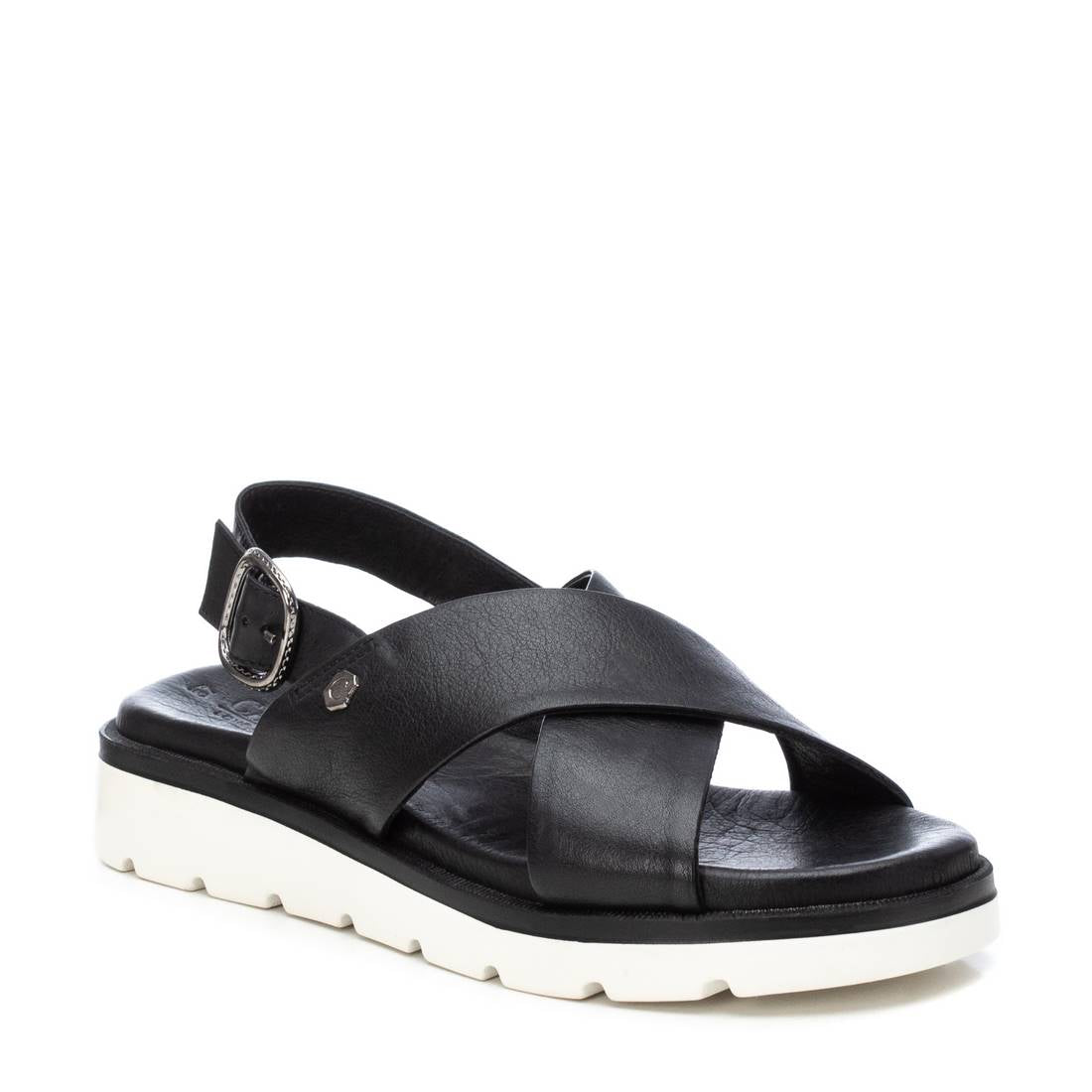 Carmela 16075807 sandales femme noir cuir plat