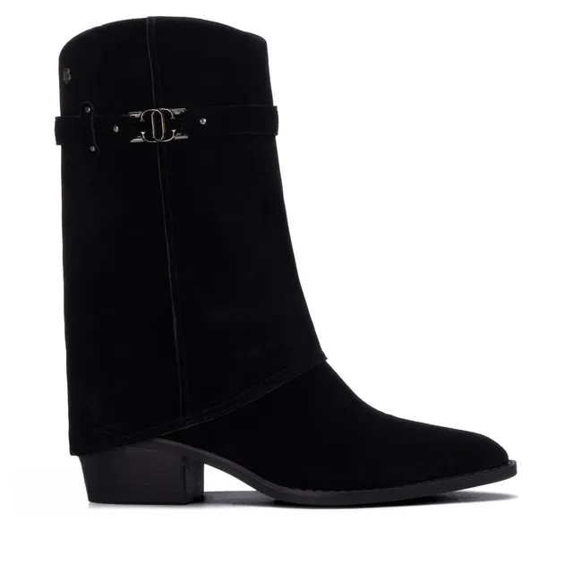 Carmela 16432801 bottes cavalières noires suède talon bas