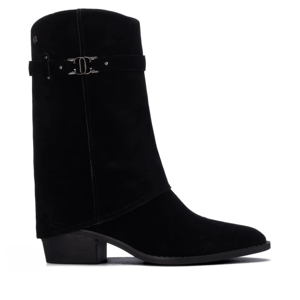 Carmela 16432801 bottes cavalières noires suède talon bas