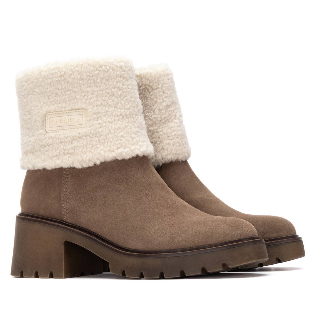 Carmela 16265901 bottines femme taupe fourrées talon