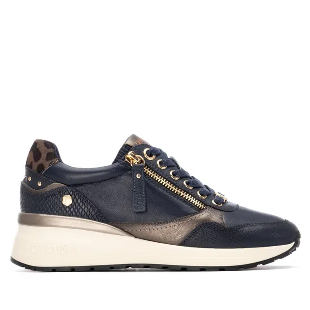 Carmela 16244207 basket femme cuir bleu marine plat