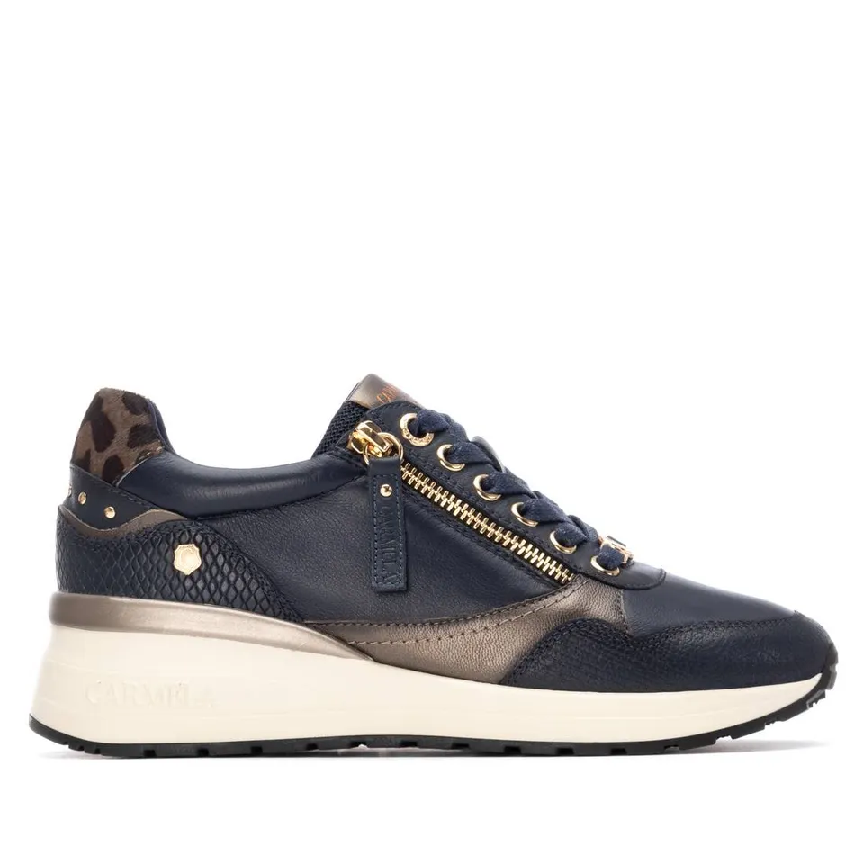 Carmela 16244207 basket femme cuir bleu marine plat