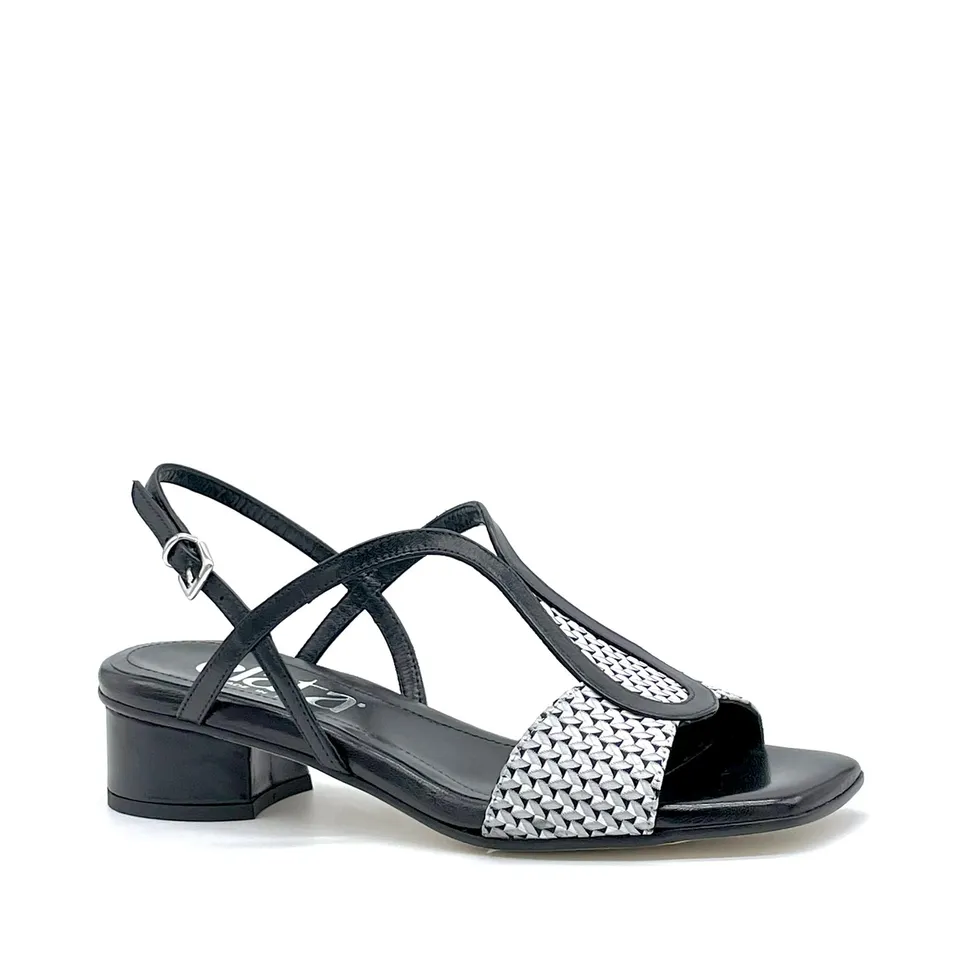 Elata 16131 sandales cuir noir petit talon 3,5 cm
