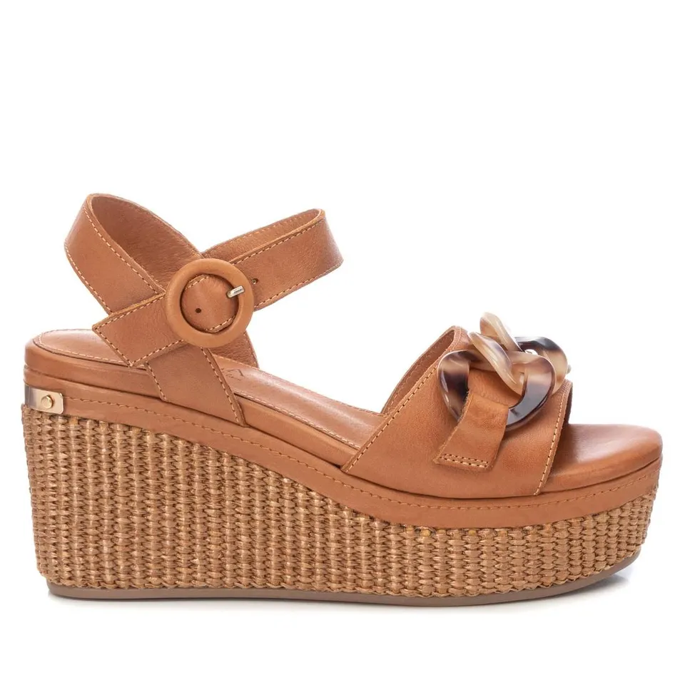 Carmela 16072401 sandales cuir marron compensées 9 cm