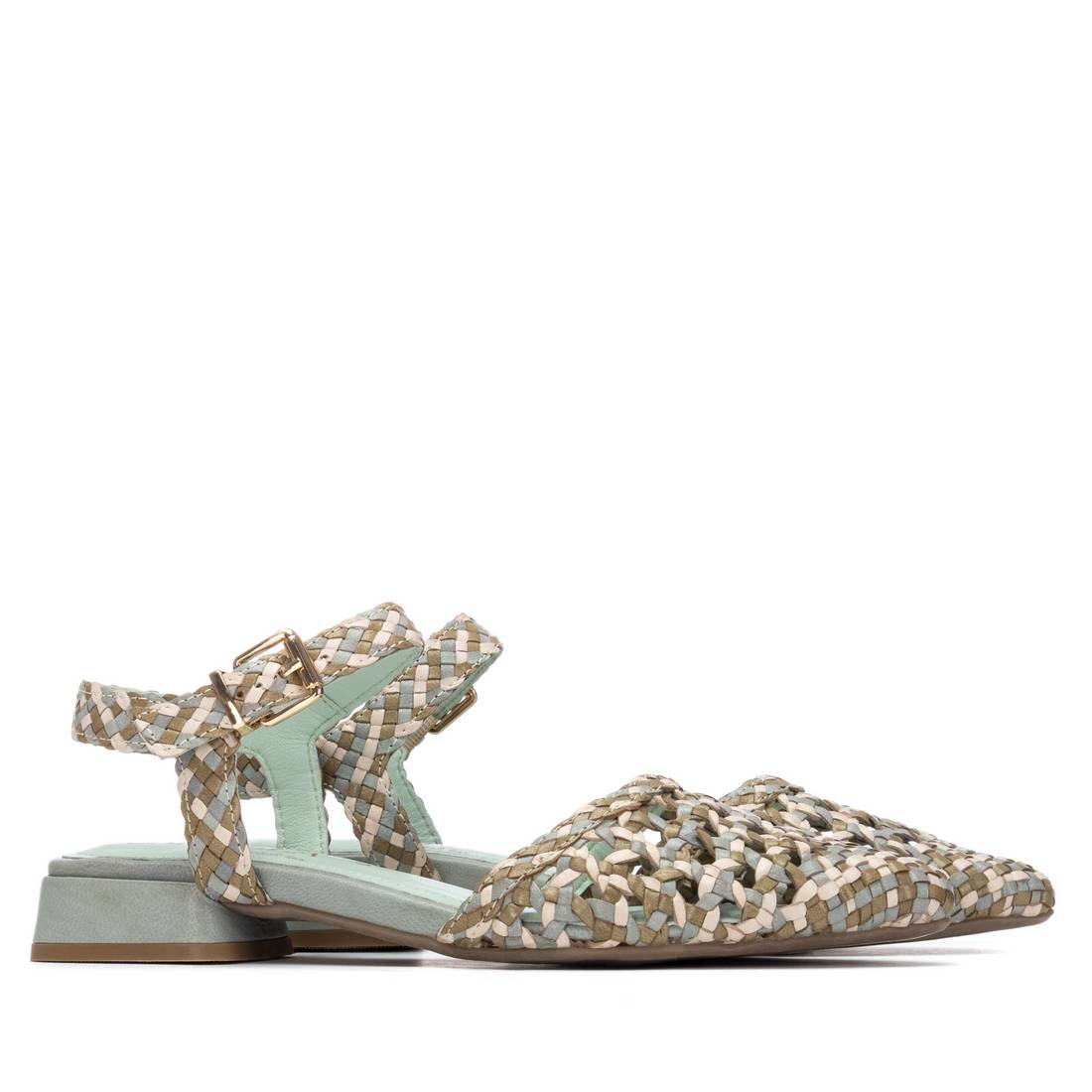 Carmela 16301706 ballerines femme kaki cuir tressé