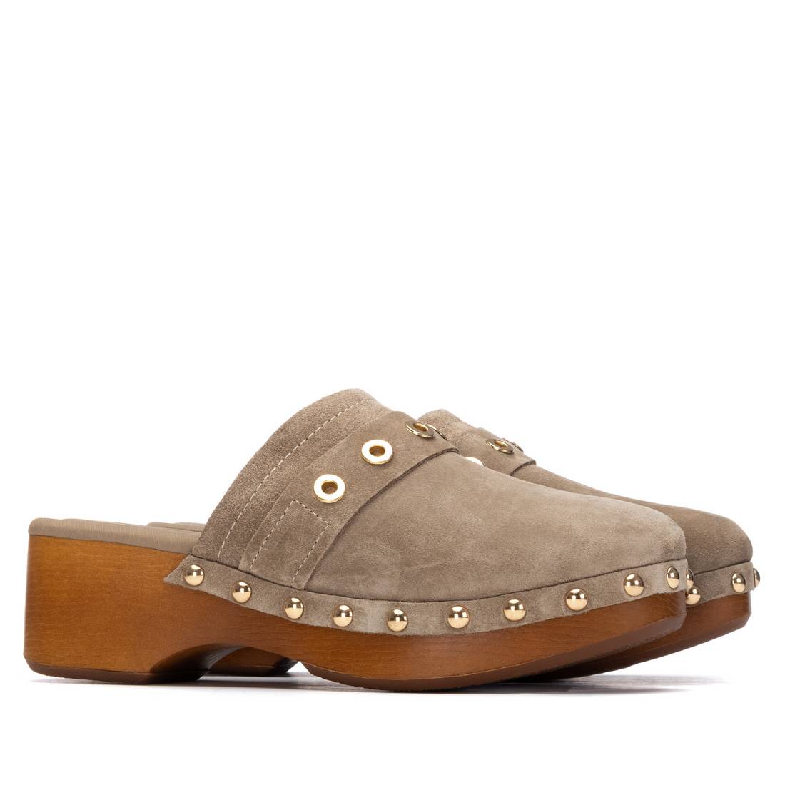 Carmela 16325501 sabot cuir taupe talon 6 cm