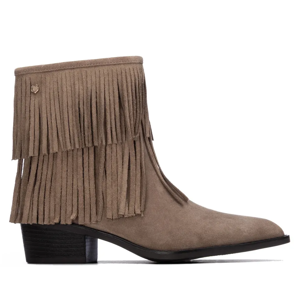 Carmela 16439501 bottines suède taupe franges