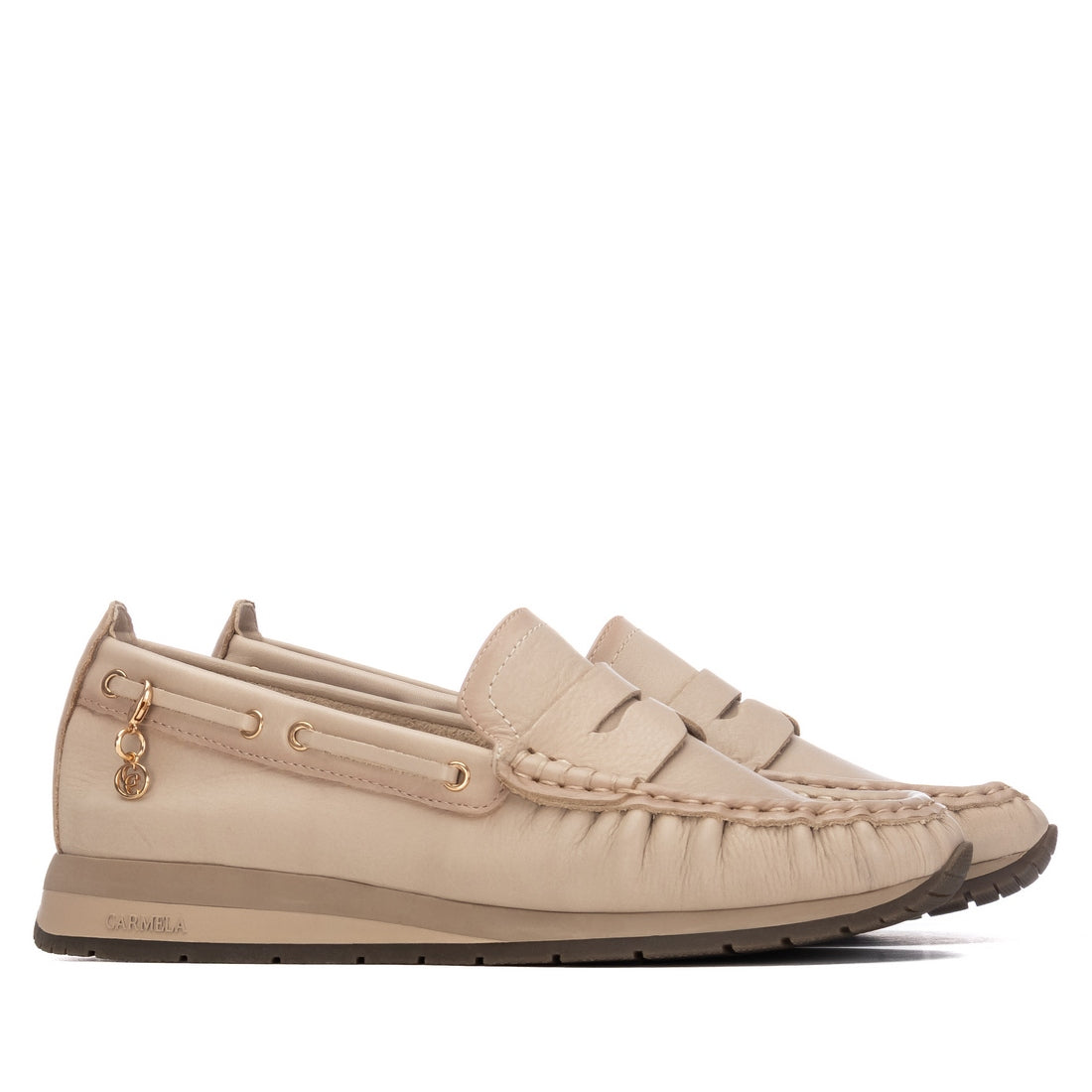 Carmela 16423504 mocassin beige cuir semelle sport