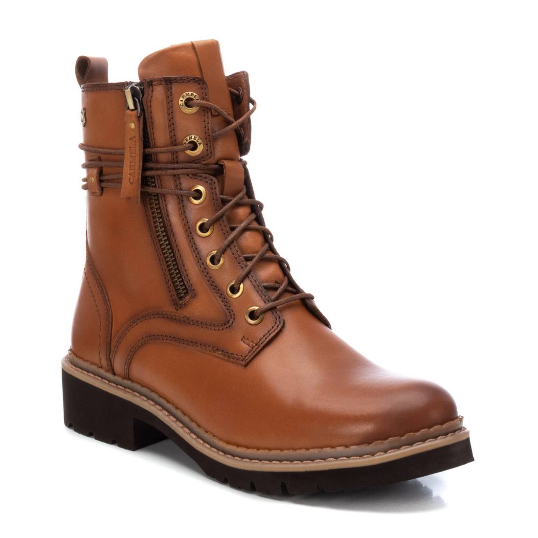 Carmela 16102802 bottines cuir marron plates lacets