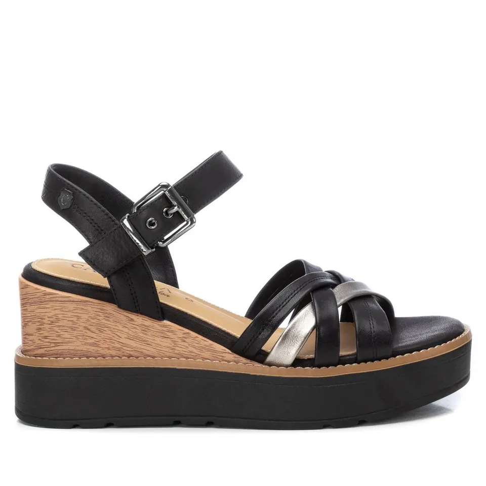 Carmela 16138604 sandales cuir noir compensées
