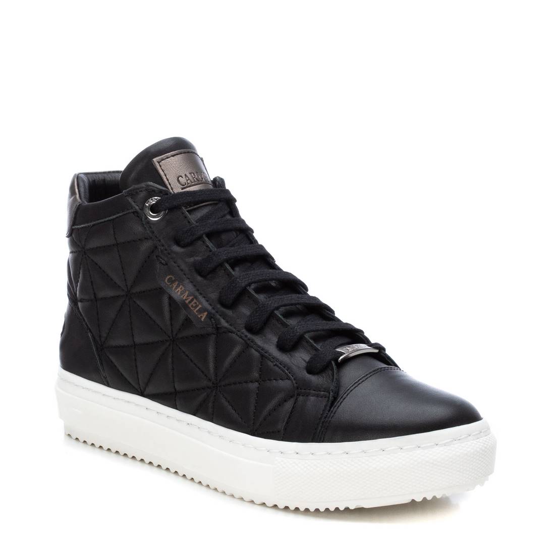 Carmela 16027401 baskets cuir noir zip 4 cm