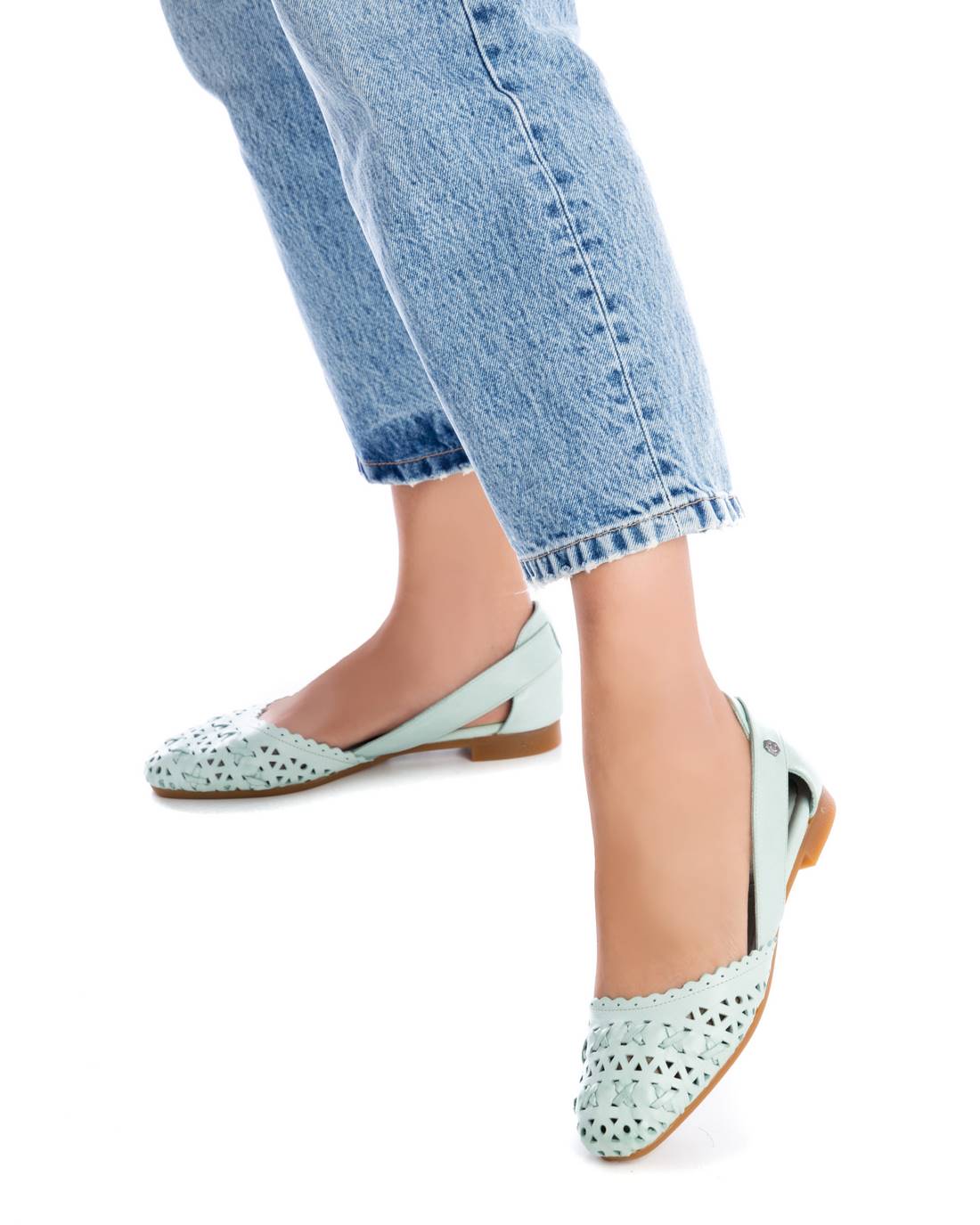 Carmela 16067203 ballerines cuir vert ajouré