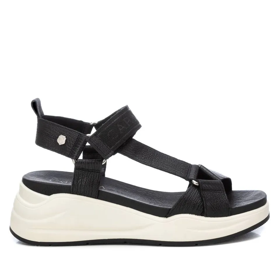 Carmela 16155105 sandale femme noir cuir plat