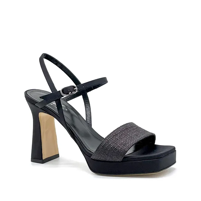 ELATA 13125 sandales soie raphia noir talon 9,5 cm