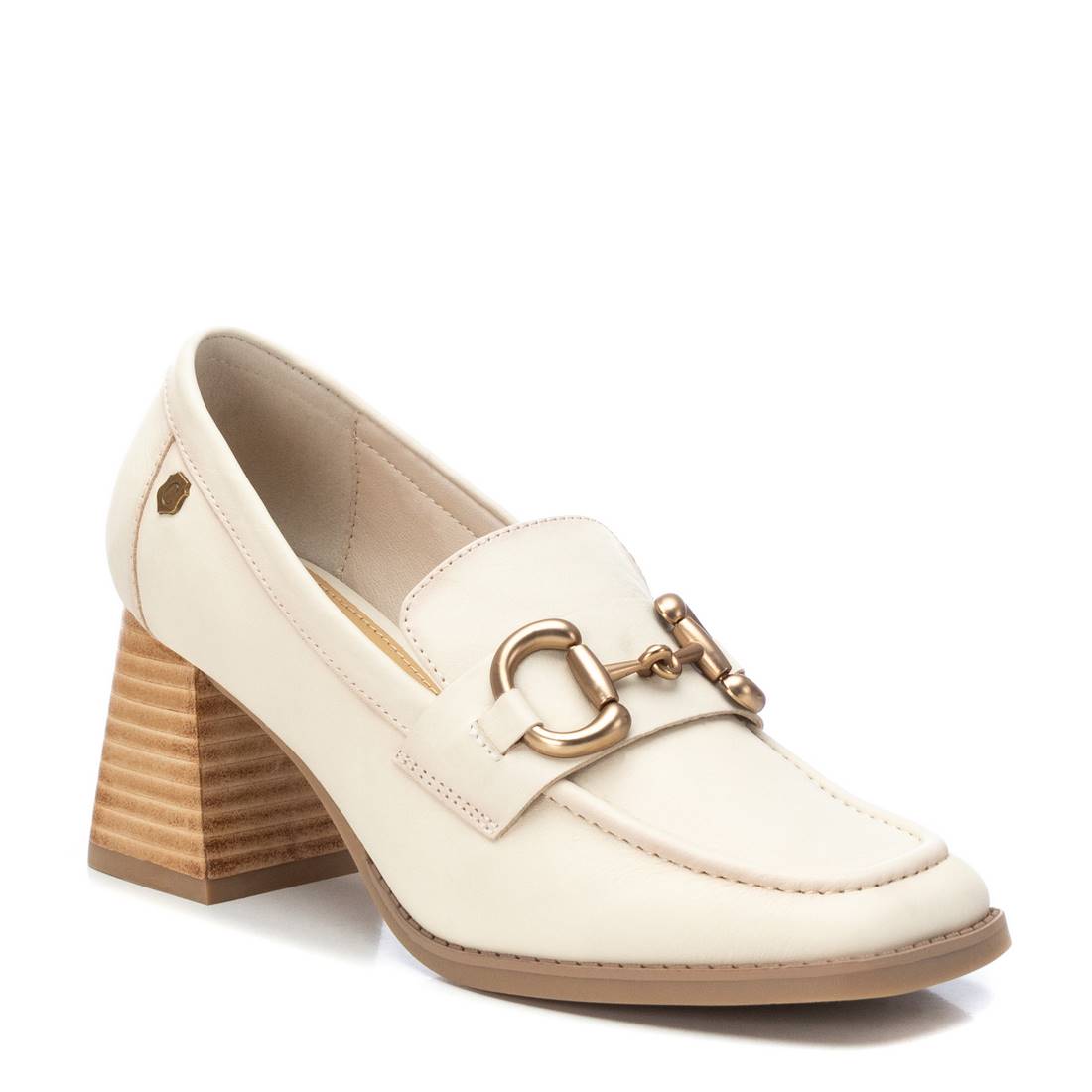 Carmela 16144802 mocassins cuir blanc talon bois