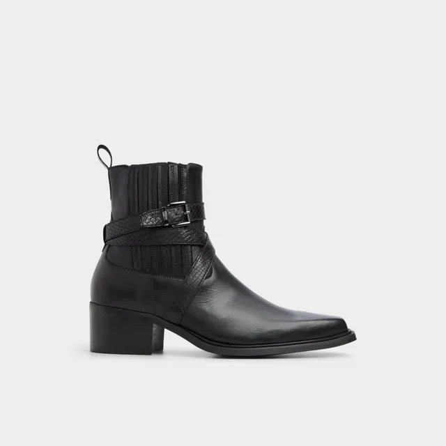 Aldo Moreti bottes homme cuir noir zip talon