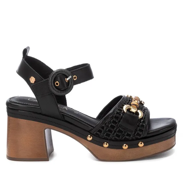 Carmela 16236702 sandales noir cuir talon moyen