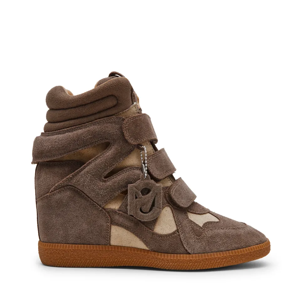 Steve Madden Mavis baskets taupe daim compensées