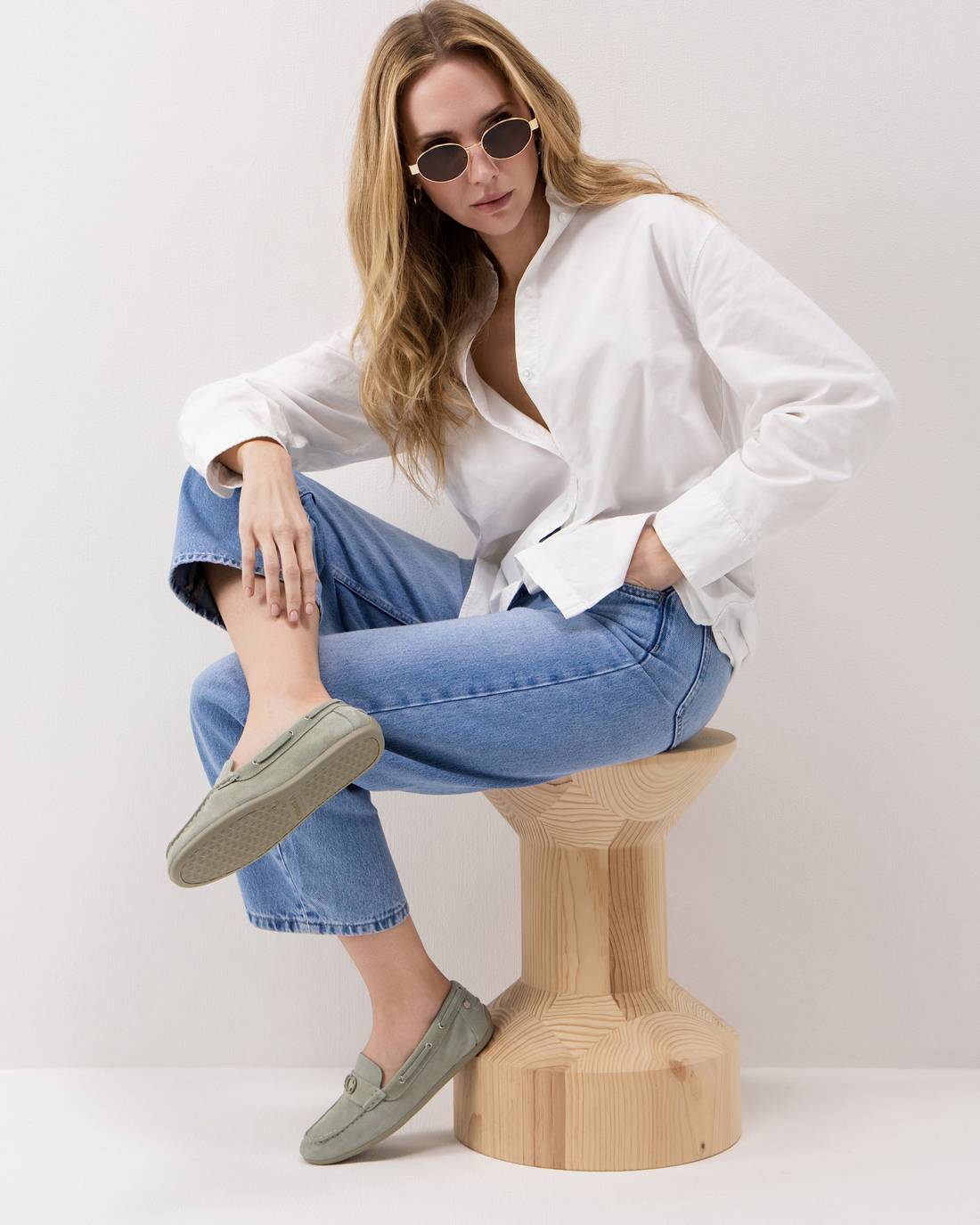 Carmela 16314308 mocassin femme kaki cuir plat