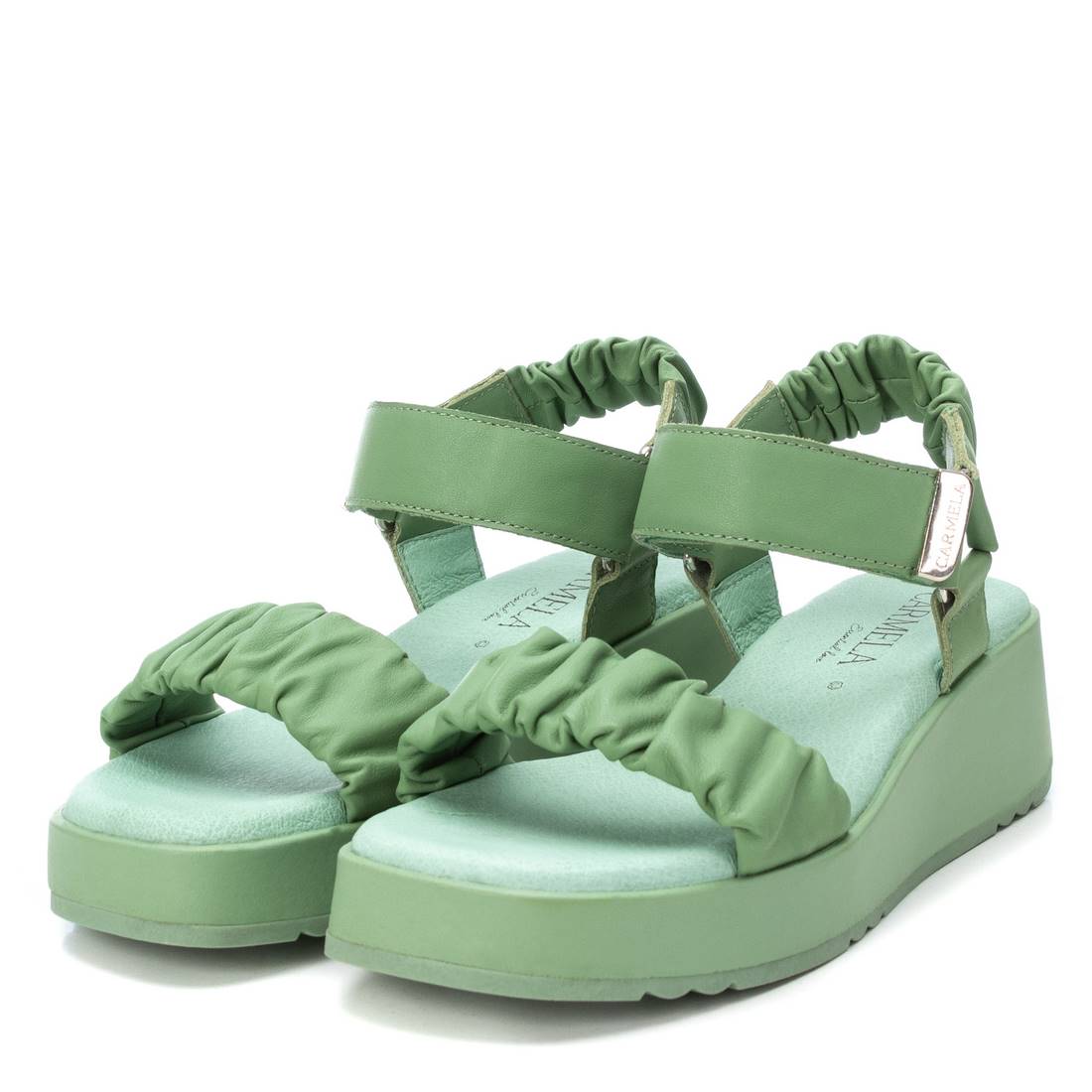 Carmela 16081101 sandales cuir vert compensé