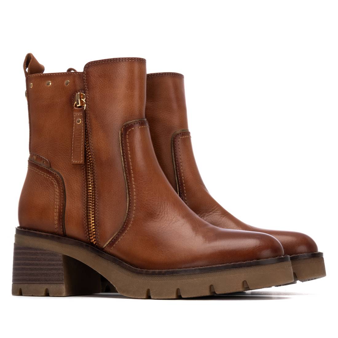 Carmela 16257203 bottines femme camel cuir talon moyen