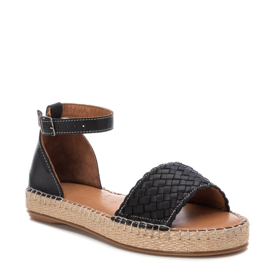 Carmela 16047905 sandales cuir noir jute