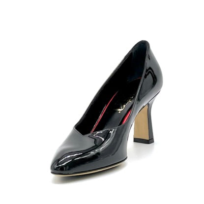 ELATA 53534 escarpin verni noir cœur talon 7,5 cm