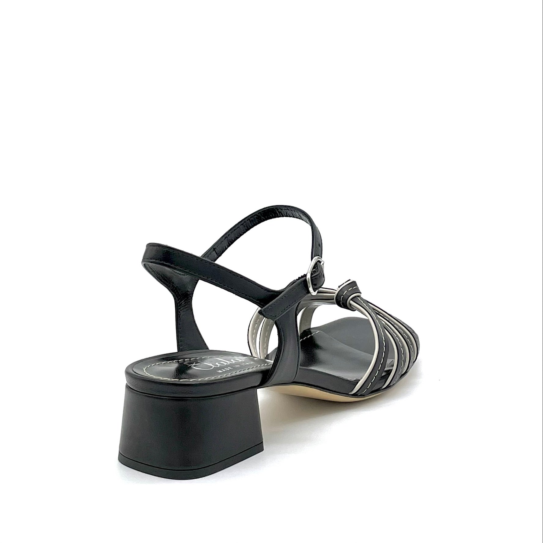 ELATA 12115_2 sandales cuir noir blanc talon 3,5 cm