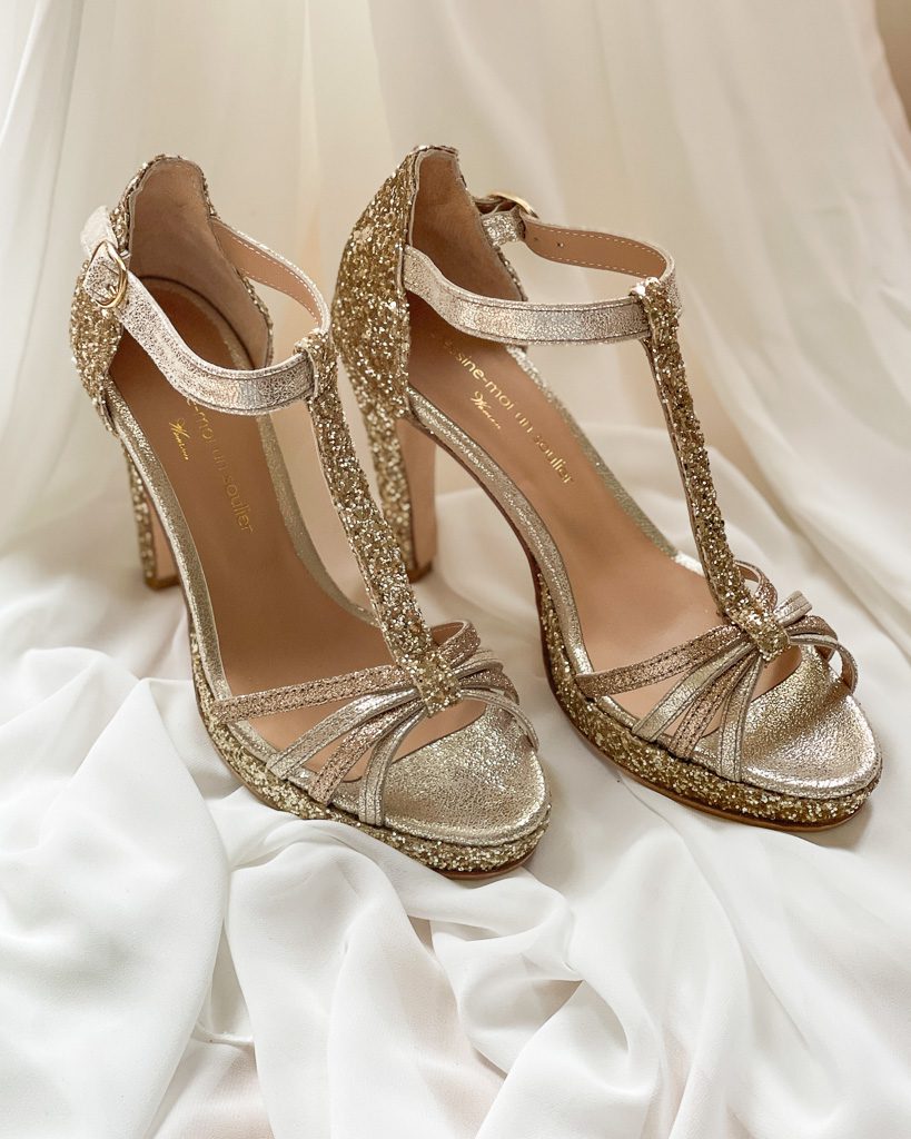 Dessine Moi Un Soulier Chloé plateforme sandale glitter champagne