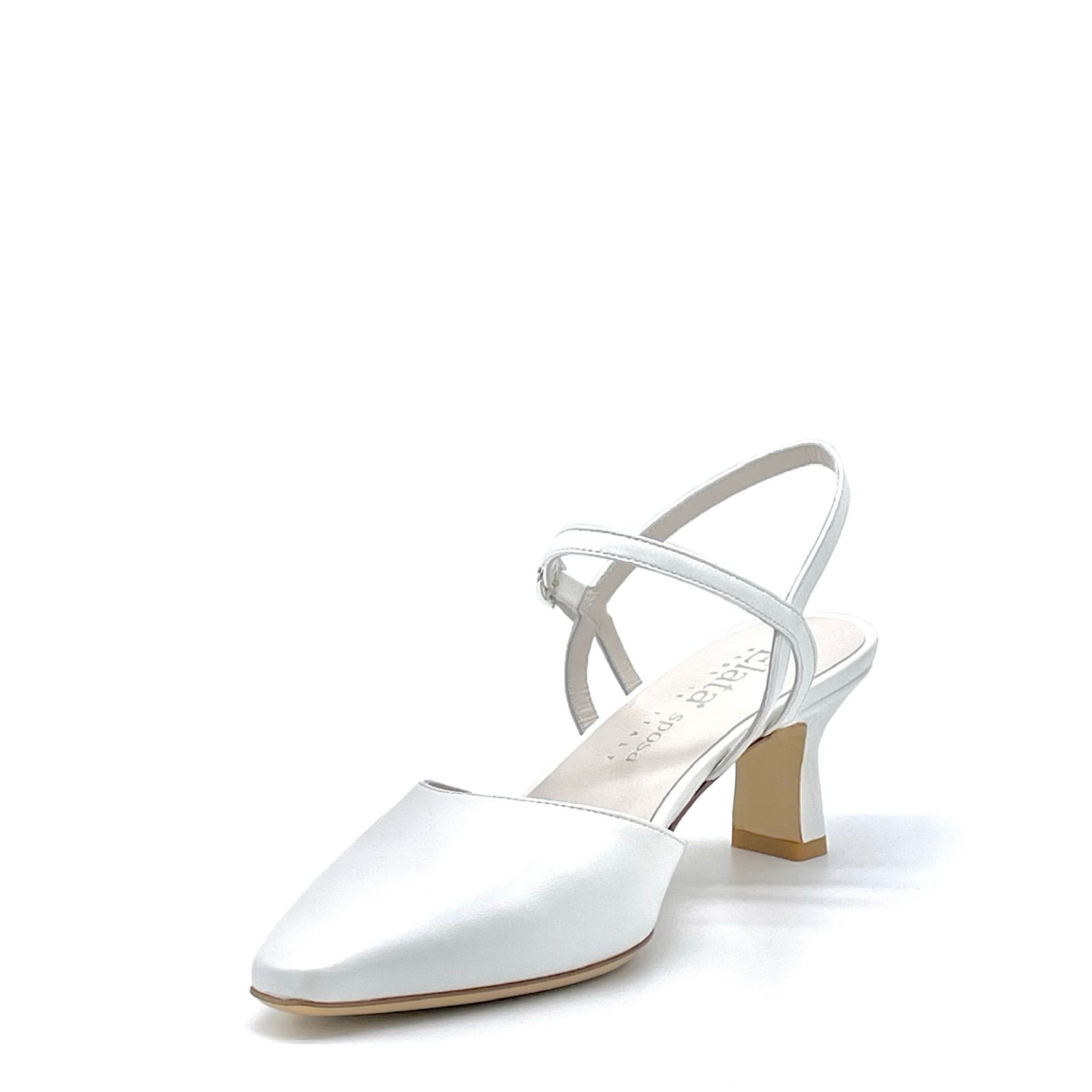 ELATA S2312 slingback mariée cuir blanc perlé 5,5 cm