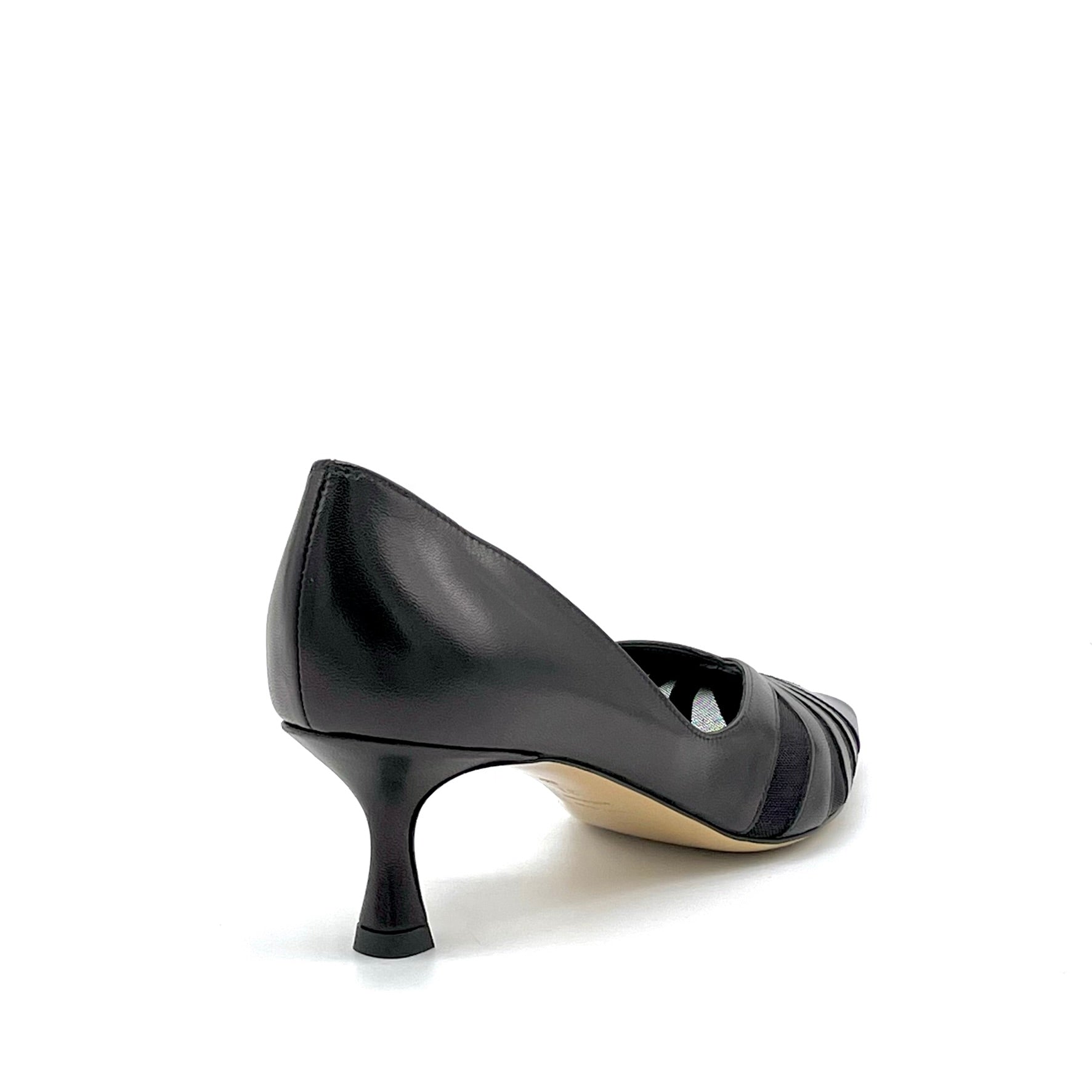 ELATA 15186 escarpins cuir noir résille talon 5,5 cm