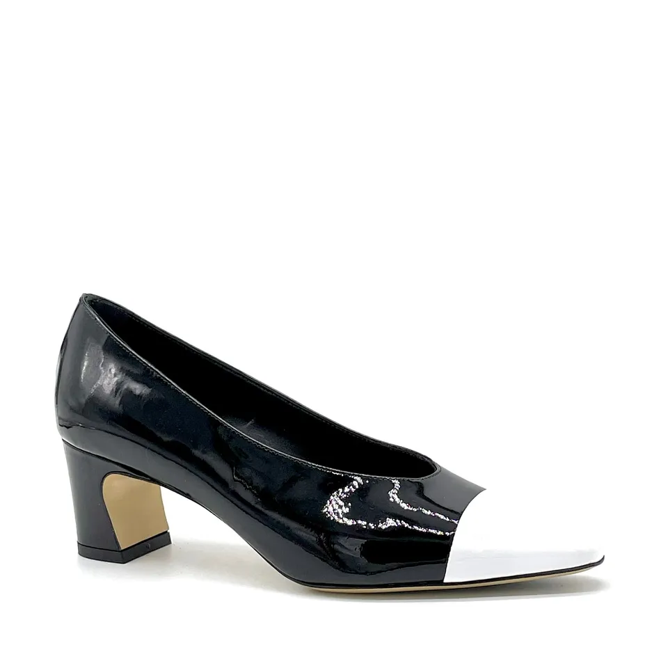 ELATA 56516-1 escarpins vernis noir et blanc talon 5,5 cm