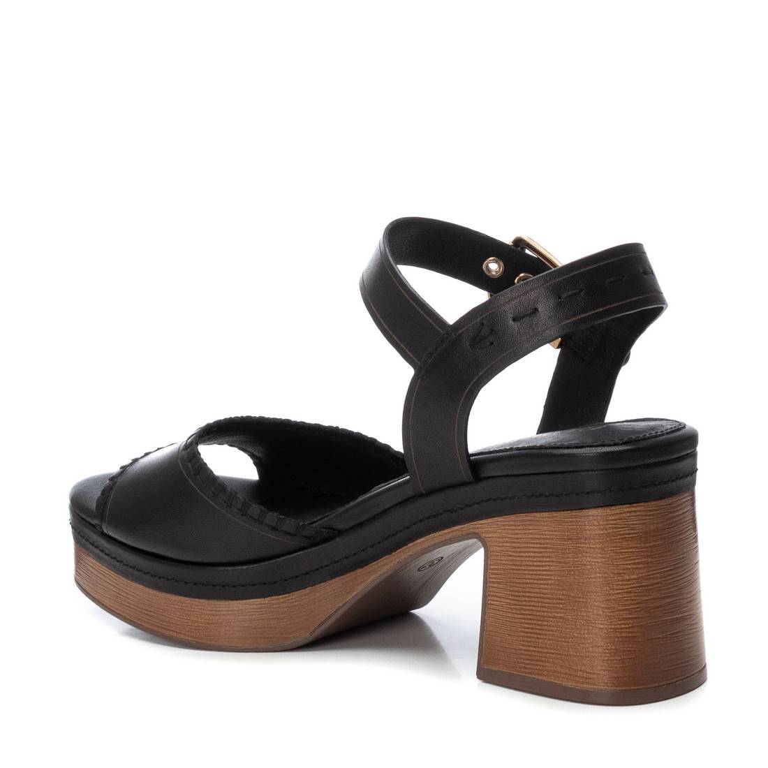 Carmela 16220702 sandales cuir noir talon compensé