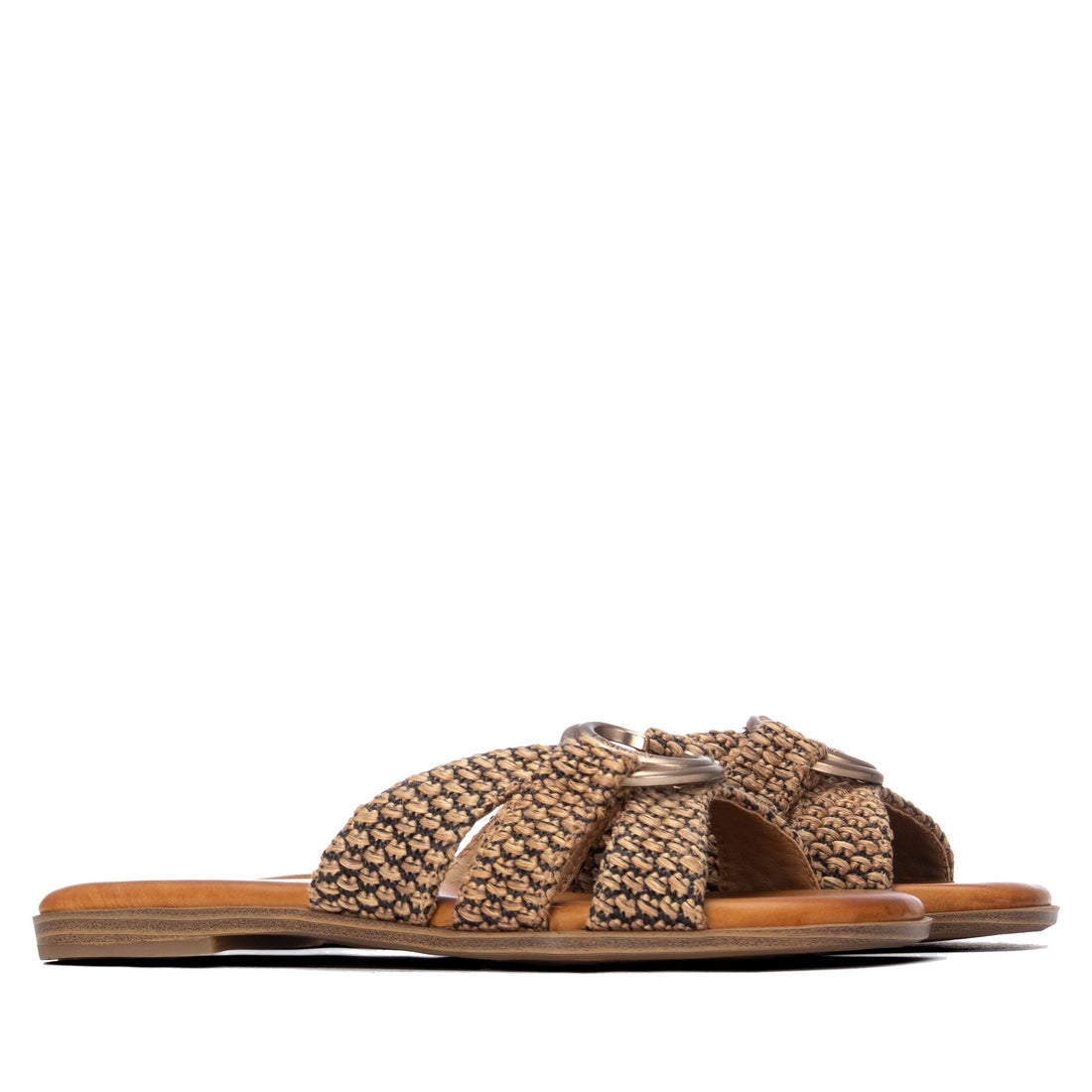 Carmela 16324903 sandales plates femme camel effet rafia