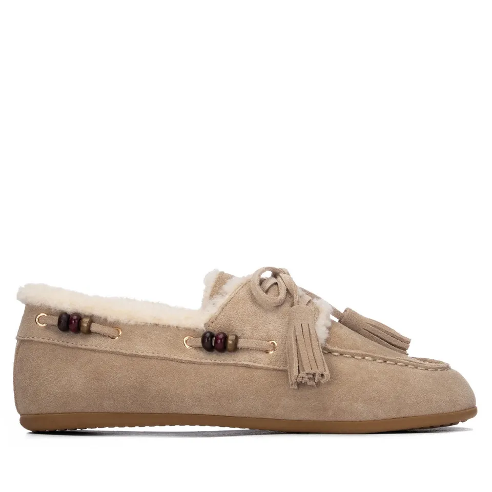 Carmela 16418603 mocassins femme beige cuir fourrés