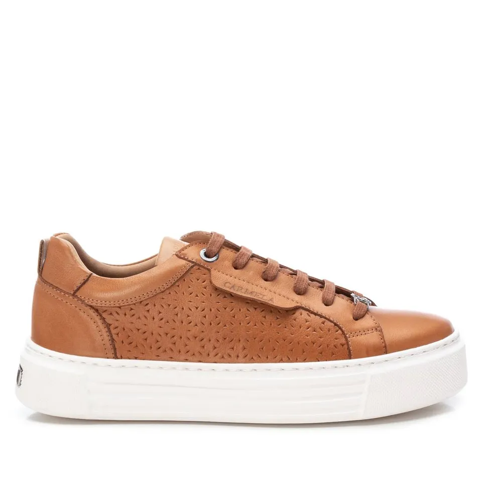 Carmela 16055802 sneaker cuir marron ajourée lacets