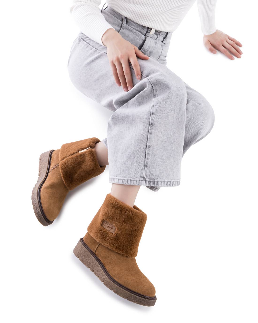Carmela 16267101 bottines femme camel plates fourrées
