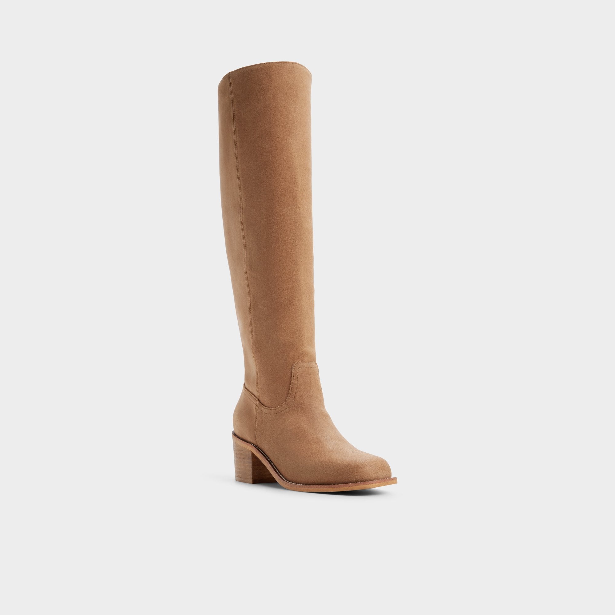 Aldo Haverton botte haute suède beige talon bloc