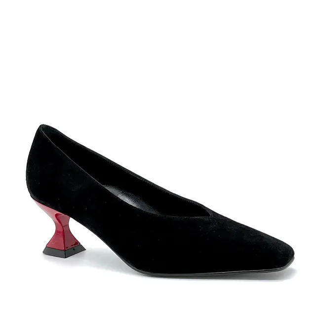 ELATA 53506 escarpins daim noir talon rouge 5,5 cm