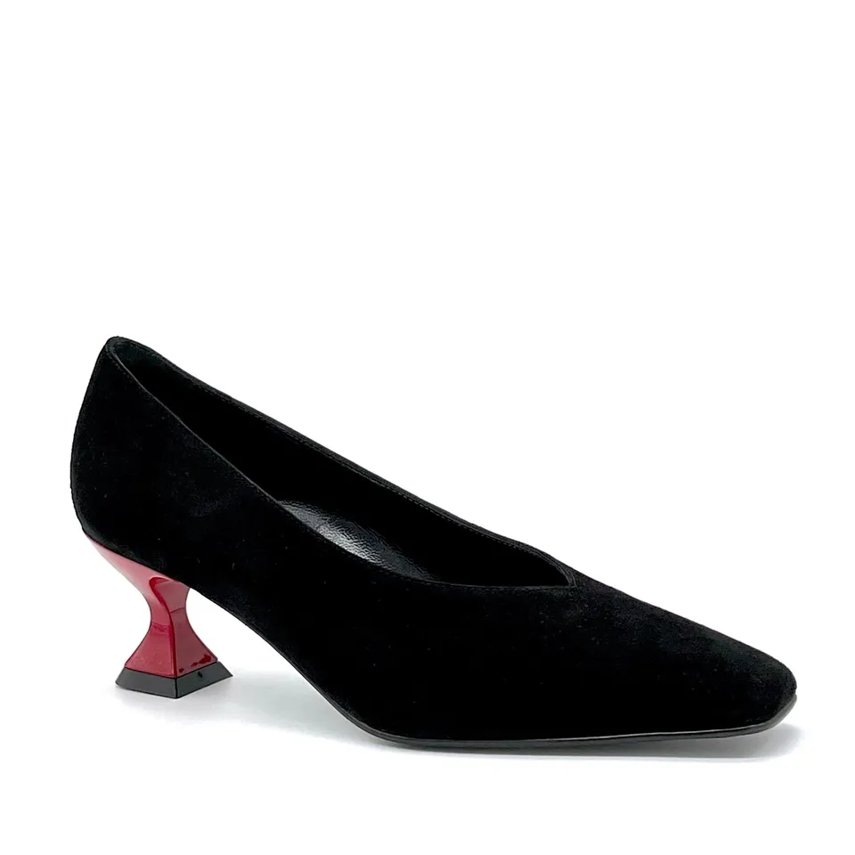 ELATA 53506 escarpins daim noir talon rouge 5,5 cm