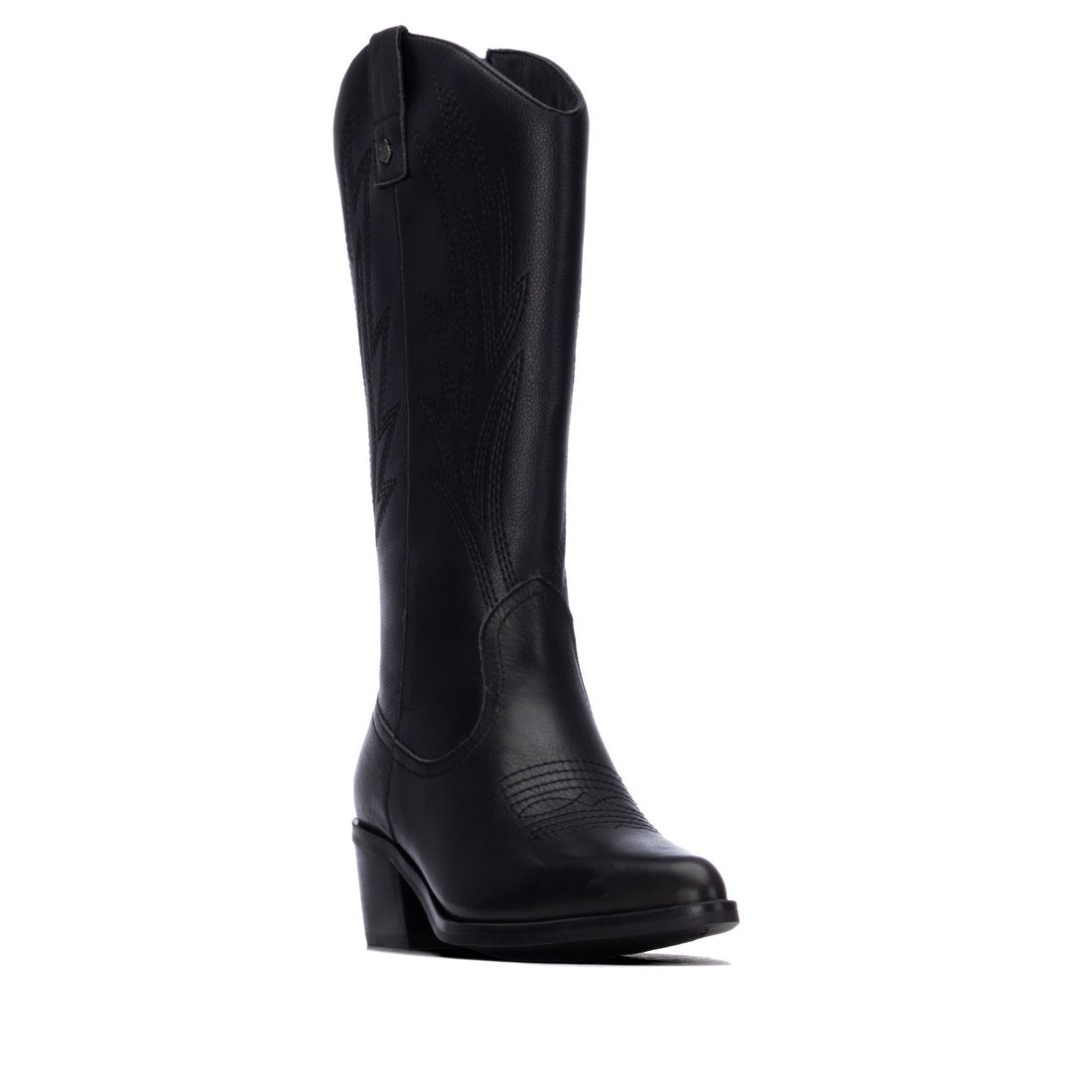 Carmela 16438801 botte cuir noir talon brodé