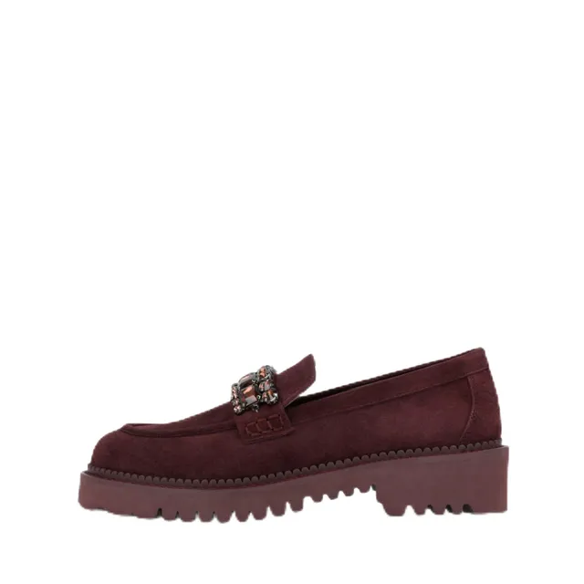 LODI A-TUL5728 mocassins cuir bordeaux plats