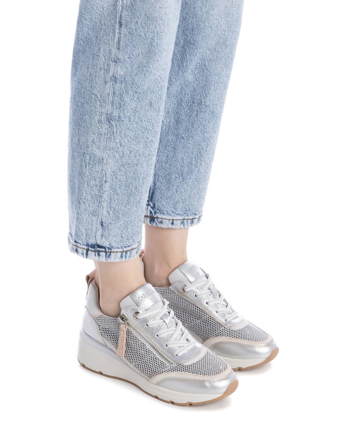 Carmela 16228301 baskets cuir argenté ajouré