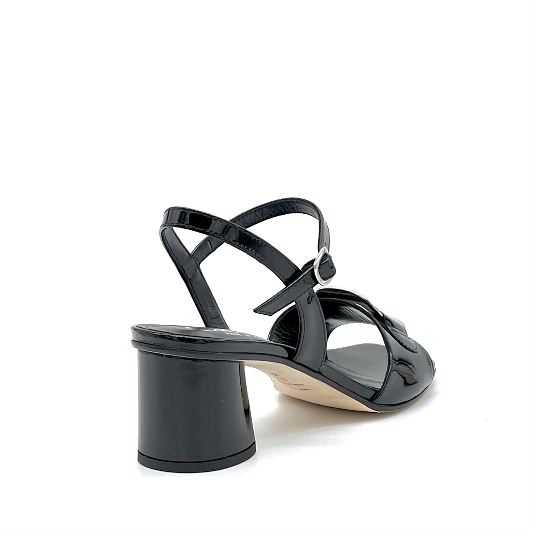 Elata 15162 sandales vernis noir argent talon 5,5 cm