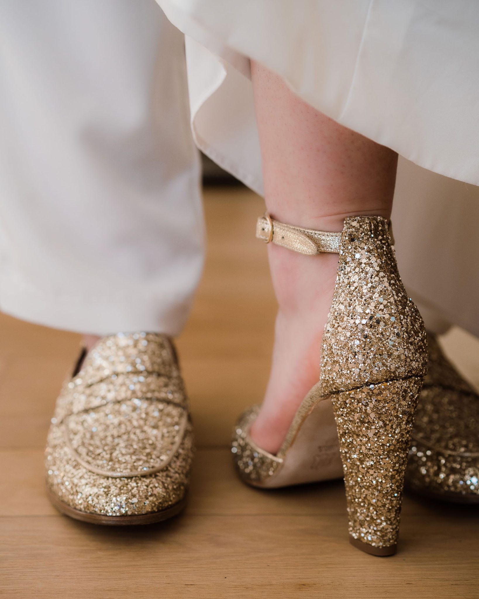 Dessine Moi Un Soulier mocassin glitter champagne plat