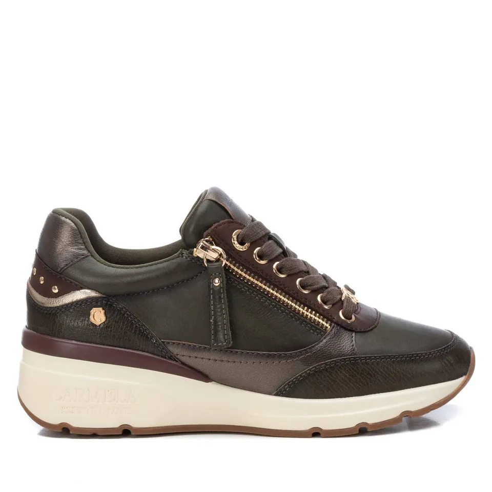 Carmela 16182503 basket verte cuir zip lacets